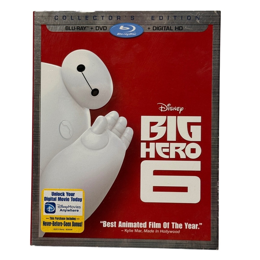 Disney Big Hero 6 Collectors Edition Blu-ray DVD Digital HD Slipcover 2015 PG *